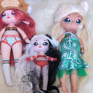 Fashion Doll Set with Red, Green, and Black Outfits